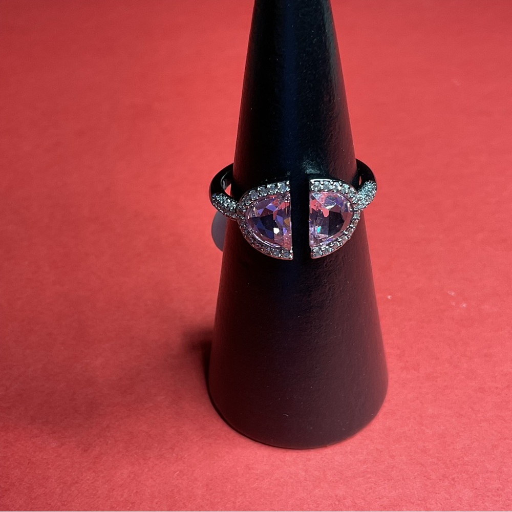 Bomb Party RBP8379 “Two Become One” Cubic Zirconia on Hematite Size 9 Ring NWT